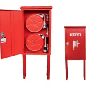 İki Makaralı Ayaklı Çatılı Sahra Tipi Kuru Sistem Yangın Dolabı